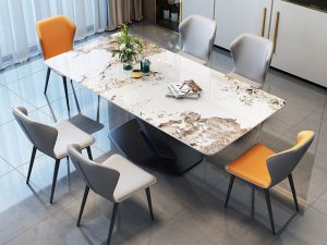 Italian Minimalist Rock Panel Dining Table – Modern Minimalist Elegance