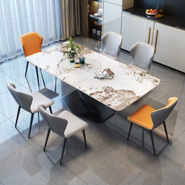 Italian Minimalist Rock Panel Dining Table – Modern Minimalist Elegance