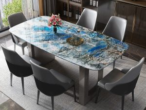 Italian Light Luxury Natural Marble Dining Table – Timeless Elegance for Sophisticated Spaces