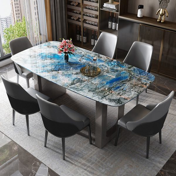 Italian Light Luxury Natural Marble Dining Table – Timeless Elegance for Sophisticated Spaces