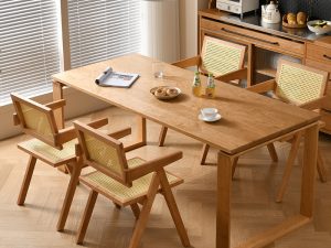 Nordic Cherry Solid Wood Dining Table and Chair Set – Timeless Elegance and Durability