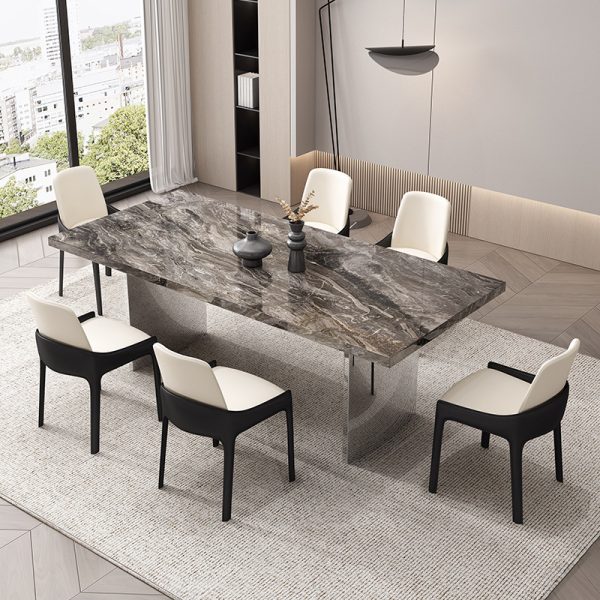 uxury Stone Dining Table – Platinum Diamond Natural Marble for Large Villas