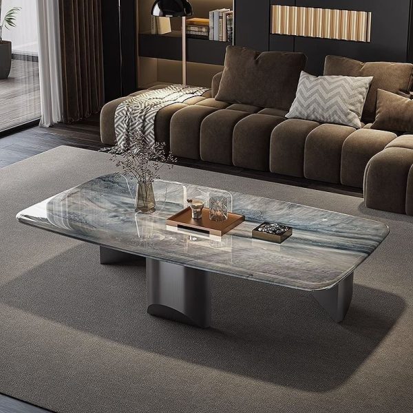 Stone Symposium Light Luxury Coffee Table – Modern Minimalist Design