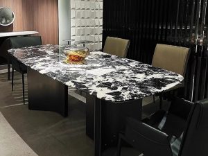 Italian Minimalist Napoleon Black Luxury Stone Table – High-End Marble Elegance for Compact Spaces