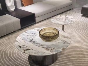 Italian Minimalist Light Luxury Marble Coffee Table - Exquisite Designer Circular Combination for Living Room