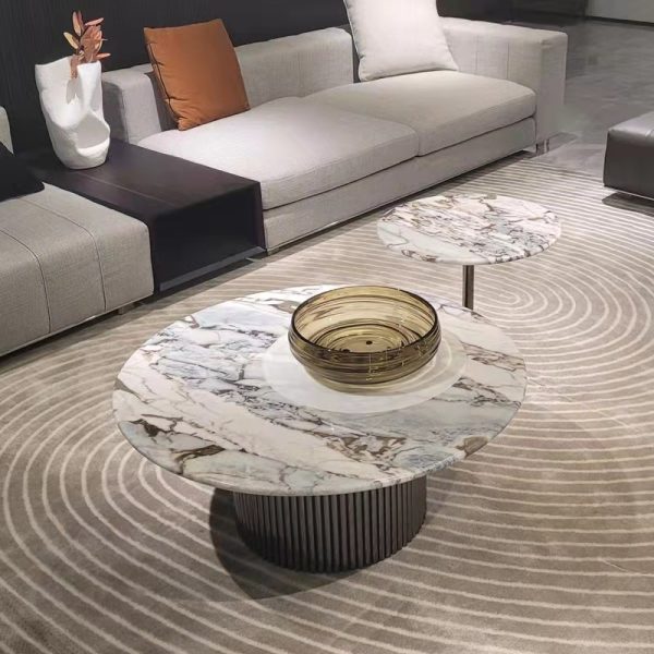 Italian Minimalist Light Luxury Marble Coffee Table - Exquisite Designer Circular Combination for Living Room