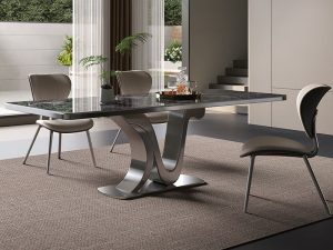 Luxury Modern Minimalist Stone Long Square Table and Chair Set – Extreme Elegance