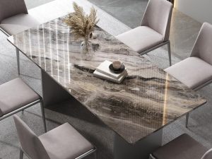 طاولة طعام مستطيلة من الرخام عالية الجودة – فخامة خفيفة للمساحات الراقية