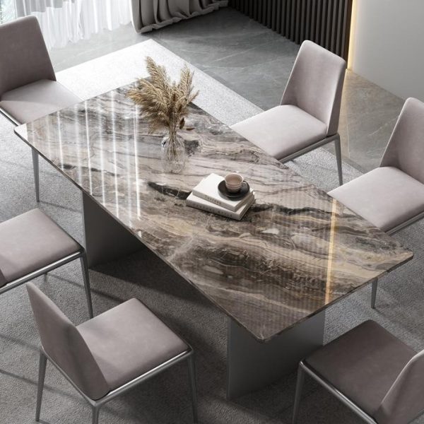 High-End Rectangular Marble Dining Table – Light Luxury for Sophisticated Spaces