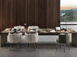 Venice Brown Natural Marble Dining Table – A Light Luxury Statement in Forest-Inspired Design