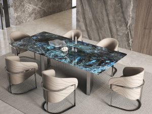Natural Marble Blue Emerald Luxury Stone Dining Table