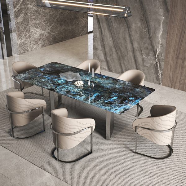 Natural Marble Blue Emerald Luxury Stone Dining Table