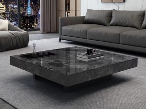 طاولة قهوة رخامية إيطالية بسيطة من طراز فينيسيا البني - أنيقة وفاخرة