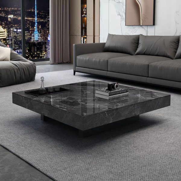 Italian Minimalist Venice Brown Marble Coffee Table – Elegant & Luxurious