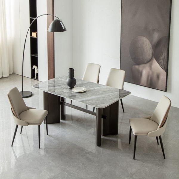 Minimalist Natural Marble Dining Table – Timeless Elegance for Modern Spaces