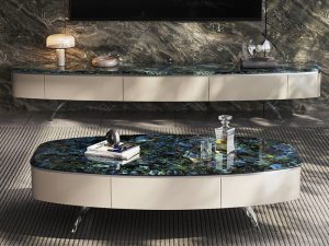 Natural Marble Blue Emerald Horse Belly Coffee Table – Luxury & Unique Design