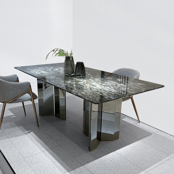 Natural Marble Luxury Stone Dining Table with Italian Minimalist Chairs – Timeless Elegance for Modern Dining Spaces