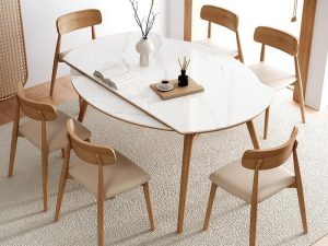 Net Red Rock Panel Dining Table and Chair Set – Trendy Elegance for Modern Interiors