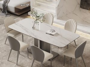 طاولة روك بليت إيطالية بسيطة من الفولاذ المقاوم للصدأ – فخامة حديثة للشقق الصغيرة