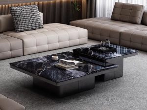 Light Luxury Natural Marble Super Crystal Coffee Table – Elegant Square Design