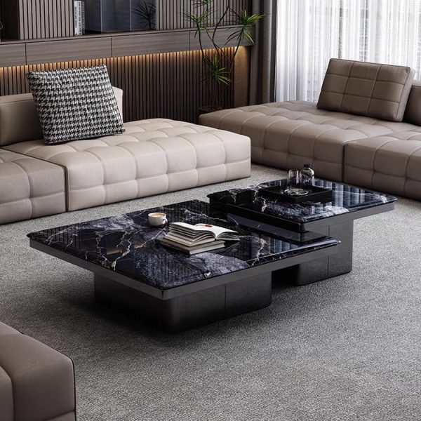 Light Luxury Natural Marble Super Crystal Coffee Table – Elegant Square Design