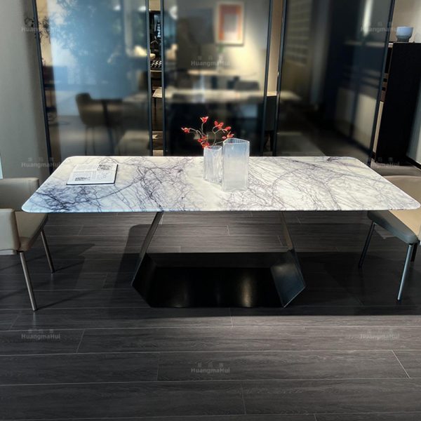 Italian-Style Light Luxury Natural Marble Dining Table and Chair Set – Minimalist Elegance for Sophisticated Dining Rooms