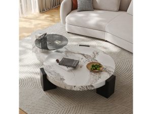 Minimalist Light Luxury Round Coffee Table Set – Elegant Design for Modern Living Rooms