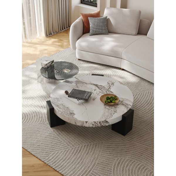 Minimalist Light Luxury Round Coffee Table Set – Elegant Design for Modern Living Rooms