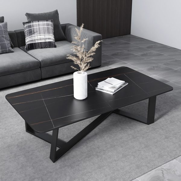 Light Luxury Minimalist Rock Plate Coffee Table - Modern Elegance for Your Living Room