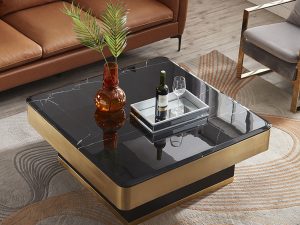 Light Luxury Modern Marble Coffee Table - Stylish Square Tea Table for Small Apartments