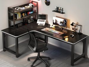 Corner Computer Table – Simple Double Desktop E-Sports & Study Desk