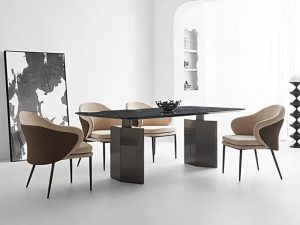 Italian Natural Marble Dining Table and Chair Set – Luxury and Minimalism for Small Apartments