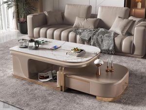 Light Luxury Modern Rock Board Tea Table and TV Cabinet Combination - Elegant and Functional for Your Living Room