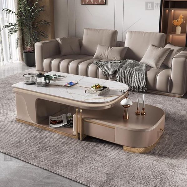 Light Luxury Modern Rock Board Tea Table and TV Cabinet Combination - Elegant and Functional for Your Living Room