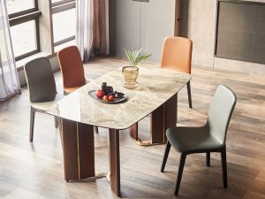 Light Luxury Nordic Square Dining Table – High-End Rock Plate and Solid Wood Elegance