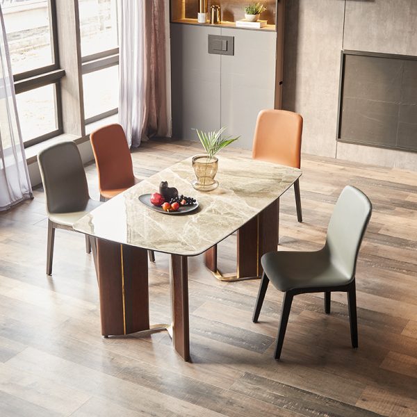 Light Luxury Nordic Square Dining Table – High-End Rock Plate and Solid Wood for Small Apartments