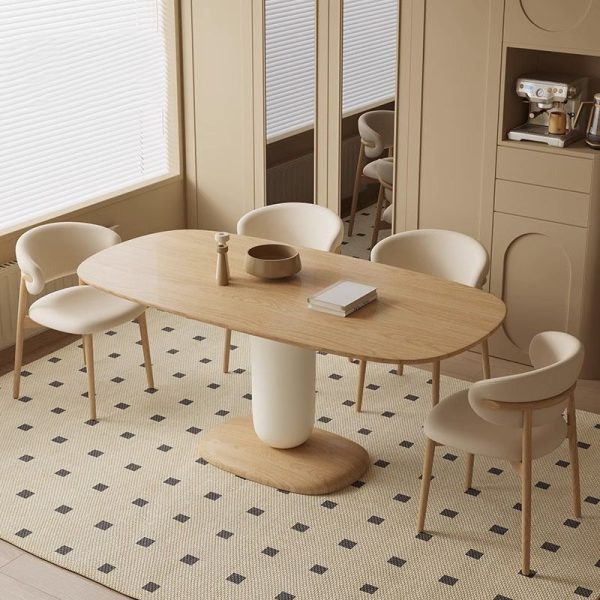 French Creamy Dining Table and Chair Set – Elegant and Compact for Small Apartments