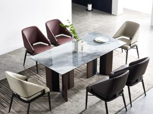 Italian Minimalist Rock Panel Dining Table – Modern Luxury for Compact Living Spaces