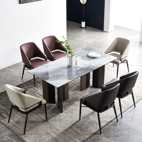 Italian Minimalist Rock Panel Dining Table – Modern Luxury for Compact Living Spaces