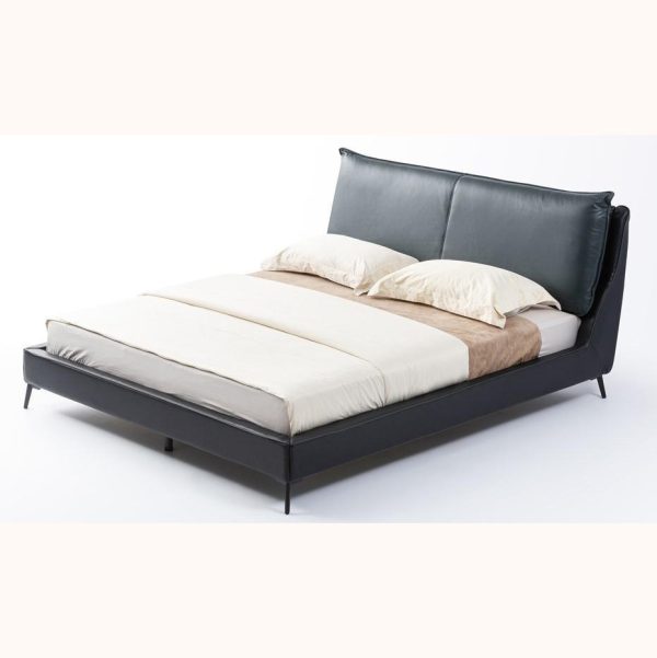 Serie Minimalist Leather Bed - Designer Double Bed for High-End Villa Master Bedroom