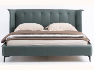 سرير جلدي من سلسلة Minimalist - سرير مزدوج مصمم لغرفة نوم رئيسية في فيلا فاخرة