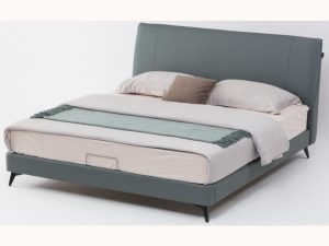 Modern Creamy Leather Bed - Light Luxury Minimalist Double Bed for Master Bedroom
