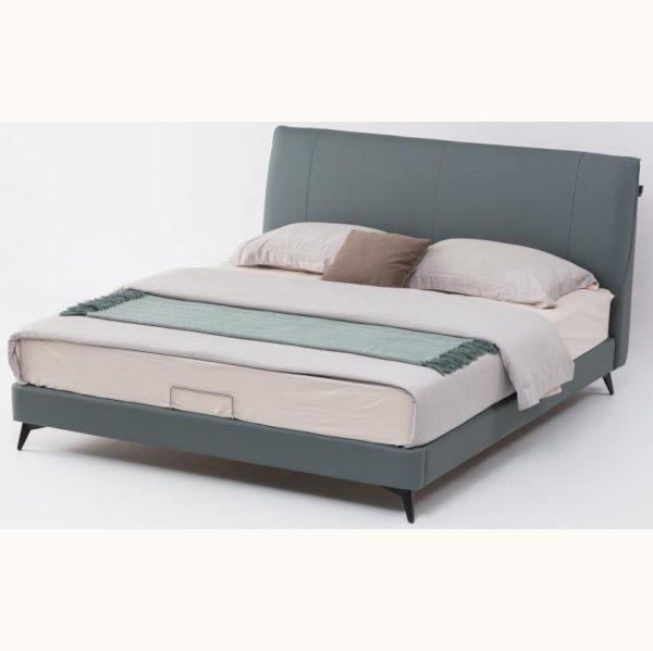 Modern Creamy Leather Bed - Light Luxury Minimalist Double Bed for Master Bedroom